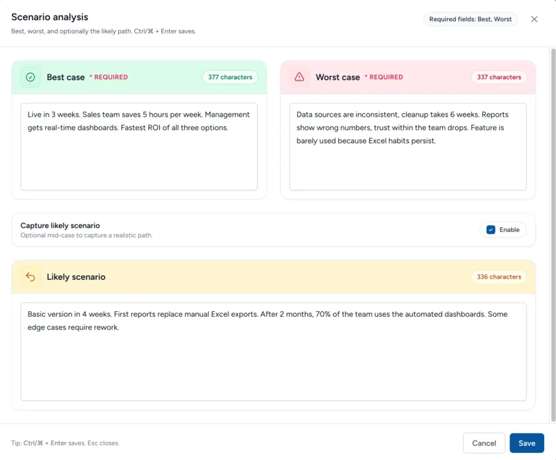 Scenario Analysis for Teams